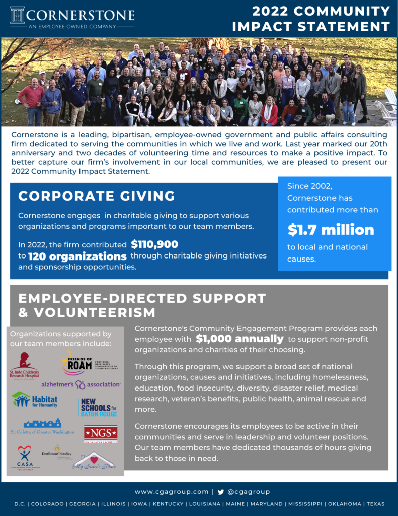 2022 Community Impact Statement - Cornerstone Government Affairs