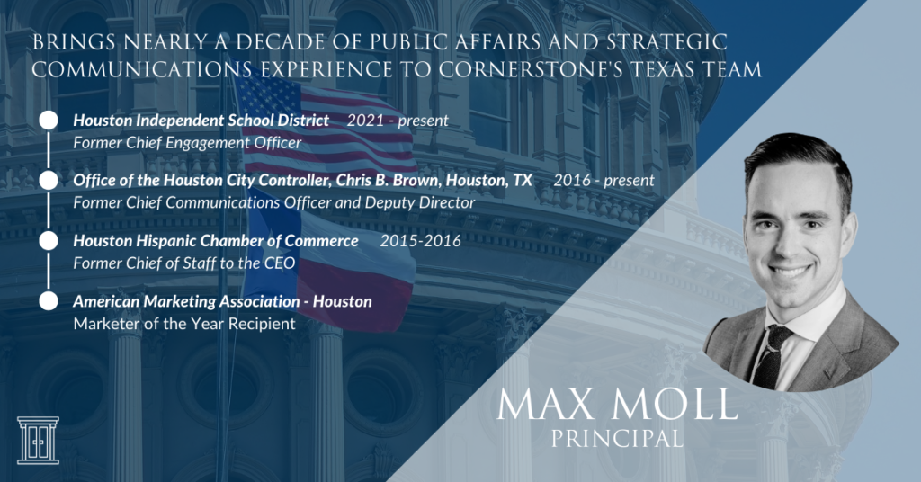 Cornerstone Expands Growing Public Affairs Practice into Texas with