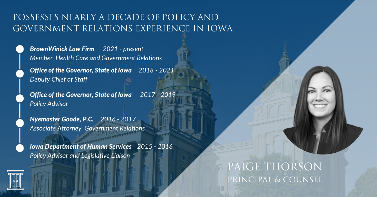 Paige Thorson, Former Deputy Chief of Staff to Governor Reynolds, Joins